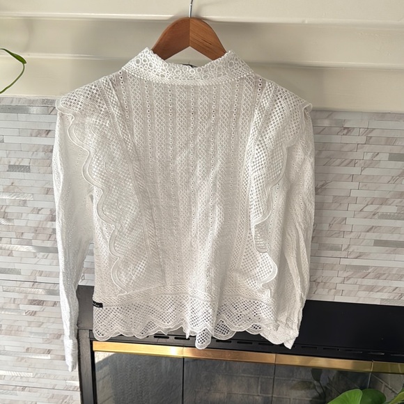White Lace Ruffle Blouse - Picture 2 of 2